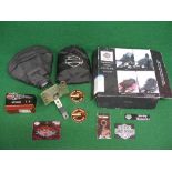 Harley-Davidson boxed rain seat cover, desk calendar, key ring,