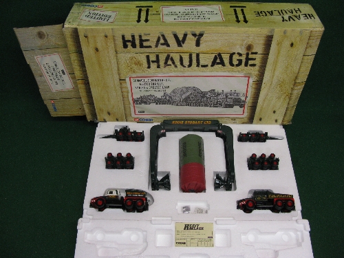 Boxed Corgi 1:50 scale Eddie Stobart Ltd Heavy Haulage set comprising: two Scammell Contractors,