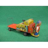 Colourful Made in Gt Britain tinplate clockwork British Rail platform luggage truck - 12" long with