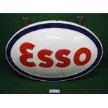 Large circa 1950's/1960's double sided illuminated hanging Esso forecourt sign constructed from