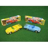 Two Telsalda (made in Hong Kong) boxed plastic Lotus Elan S2's With Super Smooth Friction Drive, No.