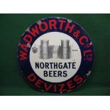 Large circular enamel sign for Wadworth & Co Ltd, Devizes, Northgate Beers,