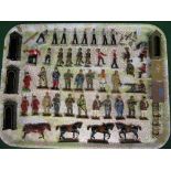 Quantity of diecast model soldiers, horses, sentry boxes, tables and chairs etc by Britains,