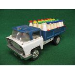 Triang tinplate Hiway milk truck with a full complement of bottles - 13" long (one lid missing)