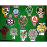 Twelve car badges to include: Royal Ocean Racing Club, British Motor Racing Marshalls Club,