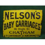 Enamel sign for Nelsons Baby Carriages, 16 High Street, Chatham and 2A Canterbury Street,