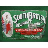 Colourful enamel sign for South British Insurance Company, Fire, Marine And Accident,