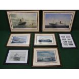 Seven ship prints to include MV Glengarry, Brasil Star, HMS Medway, City Of York, Rockhampton Star,