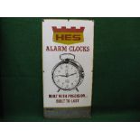 Enamel sign for HES Alarm Clocks, Built With Precision, Built To Last,
