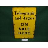 Enamel advertising sign for Telegraph And Argus On Sale Here,