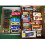 Two boxes containing twenty three items of mostly boxed diecast model cars,