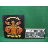 Early Royal Train coat of arms on (old) board 25" x 30" together with an advertisement for The