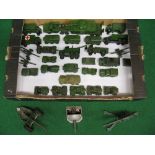 Collection of twenty eight military Dinky vehicles and guns together with three large guns made by
