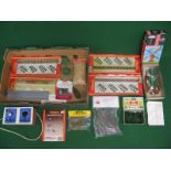 Box of OO scale model railway accessories to include: Playcraft motorised windmill, Dapol turntable,