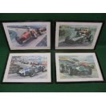 Four jigsaw puzzles featuring Michael Turner paintings of 1950's/1960's motor racing - 24.5" x 18.