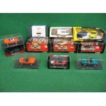 Box of boxed diecast model cars by Solido, Saico, C'SM, Corgi, New-Ray Toys,