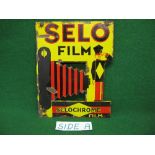 Double sided enamel sign for Seloch Rome Film featuring a vintage camera image,