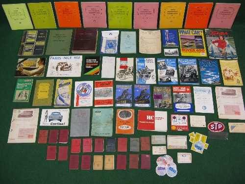 Two boxes of motoring ephemera to include: car hand books, workshop manual for 1963 Singer Gazelle,
