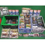Three crates of approx eighty items of boxed 1:43 and 1:64 scale model metal and/or plastic cars