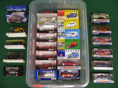 Twenty six boxed 1:43 scale diecast model cars and vans by Best, Vanguards, Solido, Brumm,