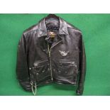 Harley-Davidson Made in USA leather jacket with stitched HD USA logos to chest and back,