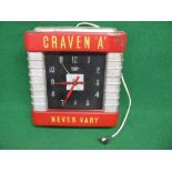 Smith Sectric plastic mains electric wall clock embossed Craven A Never Vary - 13" x 14.5" x 2.