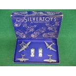 Boxed Silvertoys set by Tootsietoy USA comprising: two cars, US Army mono plane,