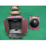 Dependence paraffin lamp with red convex front lens and clear glass side panels made by J&R