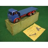 Early Shackleton clockwork metal model of a Foden FG six wheel platform lorry in blue livery with