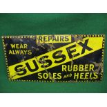 Enamel advertising sign for Repairs, Wear Always Sussex Rubber Soles and Heels,