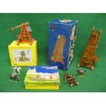 Three boxed French made plastic Medieval siege machines (catapult broken) - tallest 13" high and