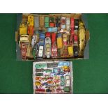 Two boxes of approx sixty five loft find diecast vehicles by Dinky, Corgi,