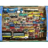 Box of Lesney and Matchbox die cast model vehicles to include: Eveready ERF,