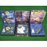 Three Corgi Aviation Archive 1:144 scale diecast models of WWII Avro Lancasters from the Tiger