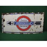 Large early London Transport Underground enamel sign featuring the word Underground and a large,