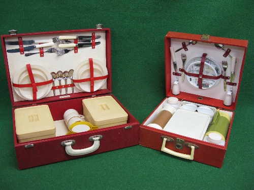 Breton and Coracle 1960's picnic cases with their period contents for embellishing your classic car