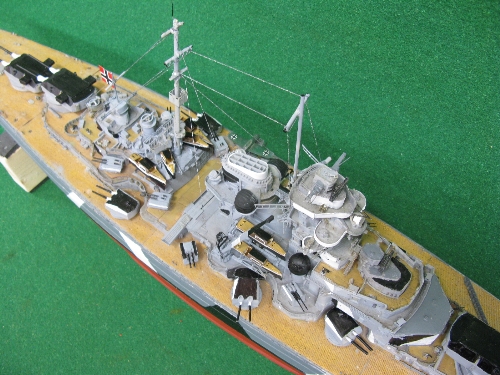 Detailed plastic model of a WWII Flower Class Corvette constructed from a Revell 1:72 scale kit - - Image 4 of 4