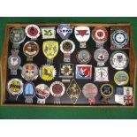 Twenty eight car badges to include: London Motor Club, Today Steering Wheel League,
