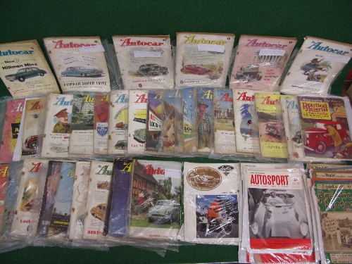 Box of motoring publications to include: seven Autosport from 1962,