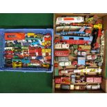 Two boxes of diecast vehicles from Lesney, Matchbox, Corgi, Norev, Budgie, Triang, Husky, Lone Star,