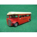 1950's Triang Minic tinplate friction drive half cab single deck bus in red London Transport livery
