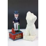 Cast iron hand painted novelty Uncle Sam money box together with Plaster figure of a female torso
