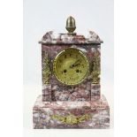 French key wind Marble mantle Clock, the movement marked "Bernard Lyon a Paris", the Gilt metal dial