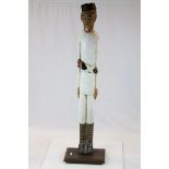 Carved Wooden Colonial figure with plaque to base reading "Gurkha Rifles c.1914" with hand painted