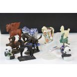 Collection of Chinese model Horses in various materials to include; Resin, Glass, Metal & Stone etc