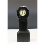 Late 19th / Early 20th century Ebony Cased Mantle Clock in the form of a Longcase Clock, 31cms high