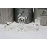 Three boxed Swarovski crystal animals to include a small koala, large koala and squirrel