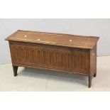 17th century Oak Coffer with Carving to Front Panel, 91cms long x 43cms high