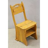 Early 20th century Light Oak Metamorphic Library Chair folding out to steps