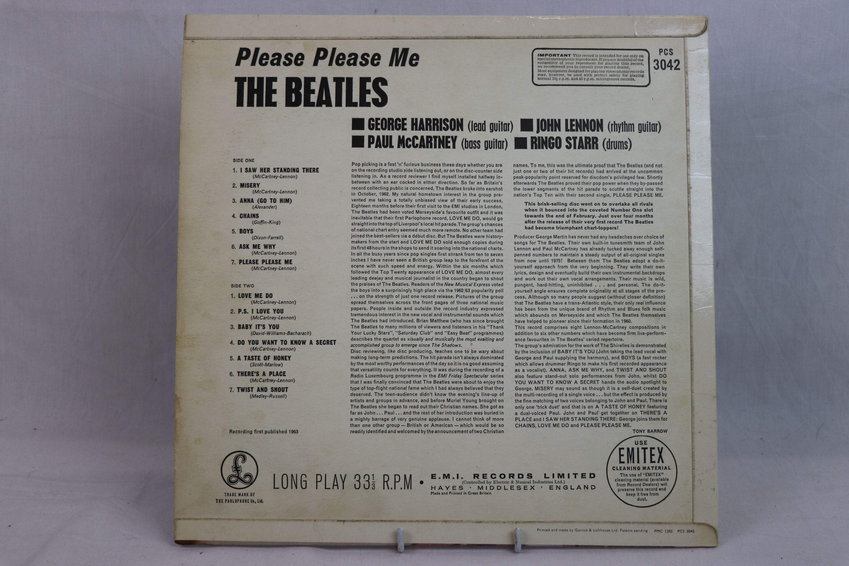 Vinyl - The Beatles Please Please Me PCS3042 yellow and black label, stereo, 33 1/3 rpm to label, - Image 9 of 10